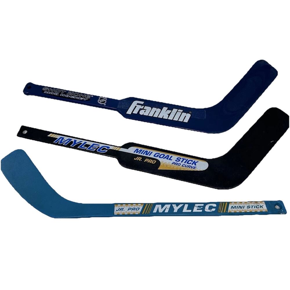 Lot of (3) Mini Franklin NHL Mylec Table Hockey Goalie Sticks